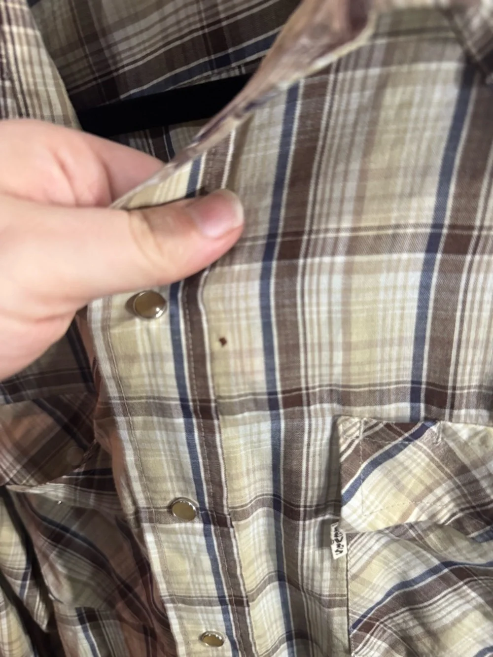 Levi's Plaid Button Snap Shirt in Beige & Brown Size Large